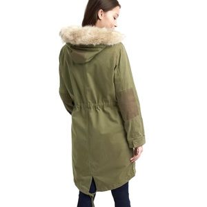 Gap 2 In 1 Olive Green Fur Hood Parka Jacket